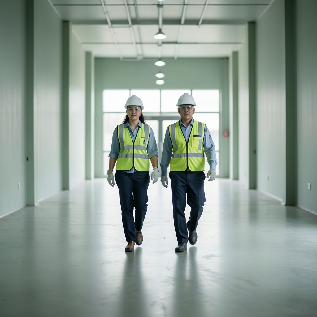 Quality analyst walking a production aisle with a plant supervisor in Thailand